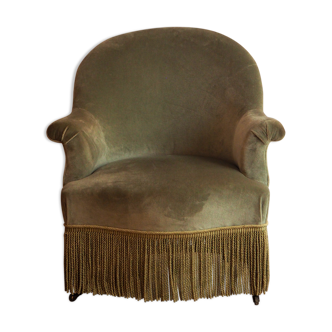 Vintage toad chair in green velvet
