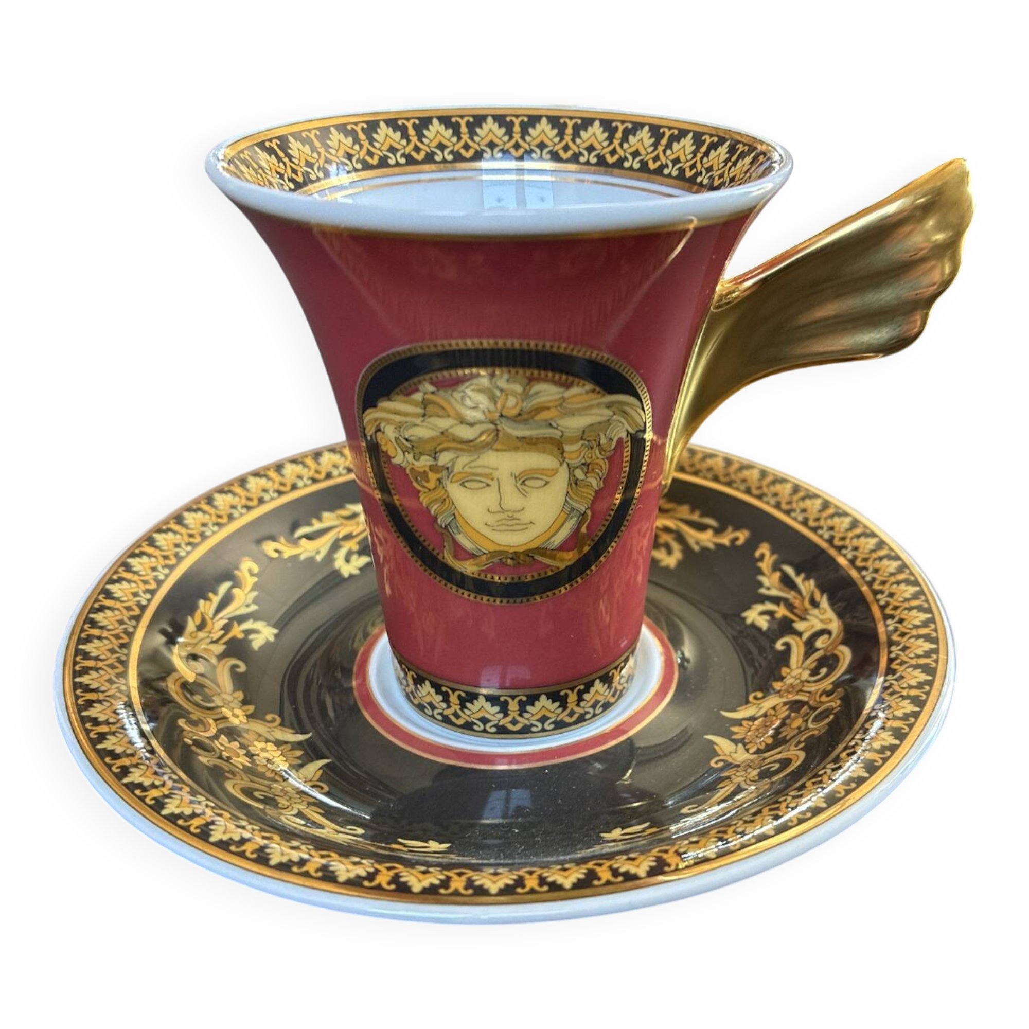High cup + saucer Versace Medusa red - Rosenthal Ikarus - new
