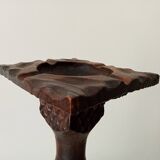 Vintage carved wooden pedestal ashtray
