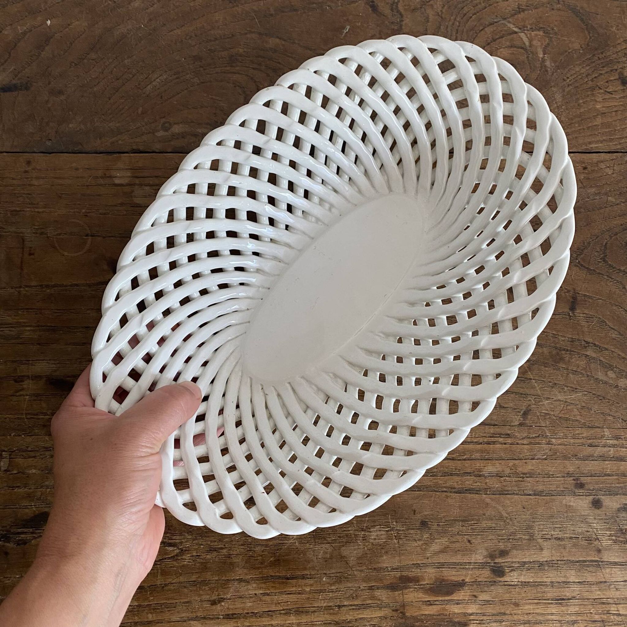Bread basket or woven ceramic fruit bowl Italy