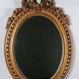 Miroir ovale cadre ancien style Louis XVI bois stuc doré d'origine 58x40 cm