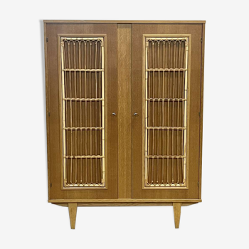 Armoire penderie en bambou et chêne des années 1960