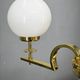 1930s Art Deco Brass and Opaline Glass Globe Chandelier, Czechoslovakia