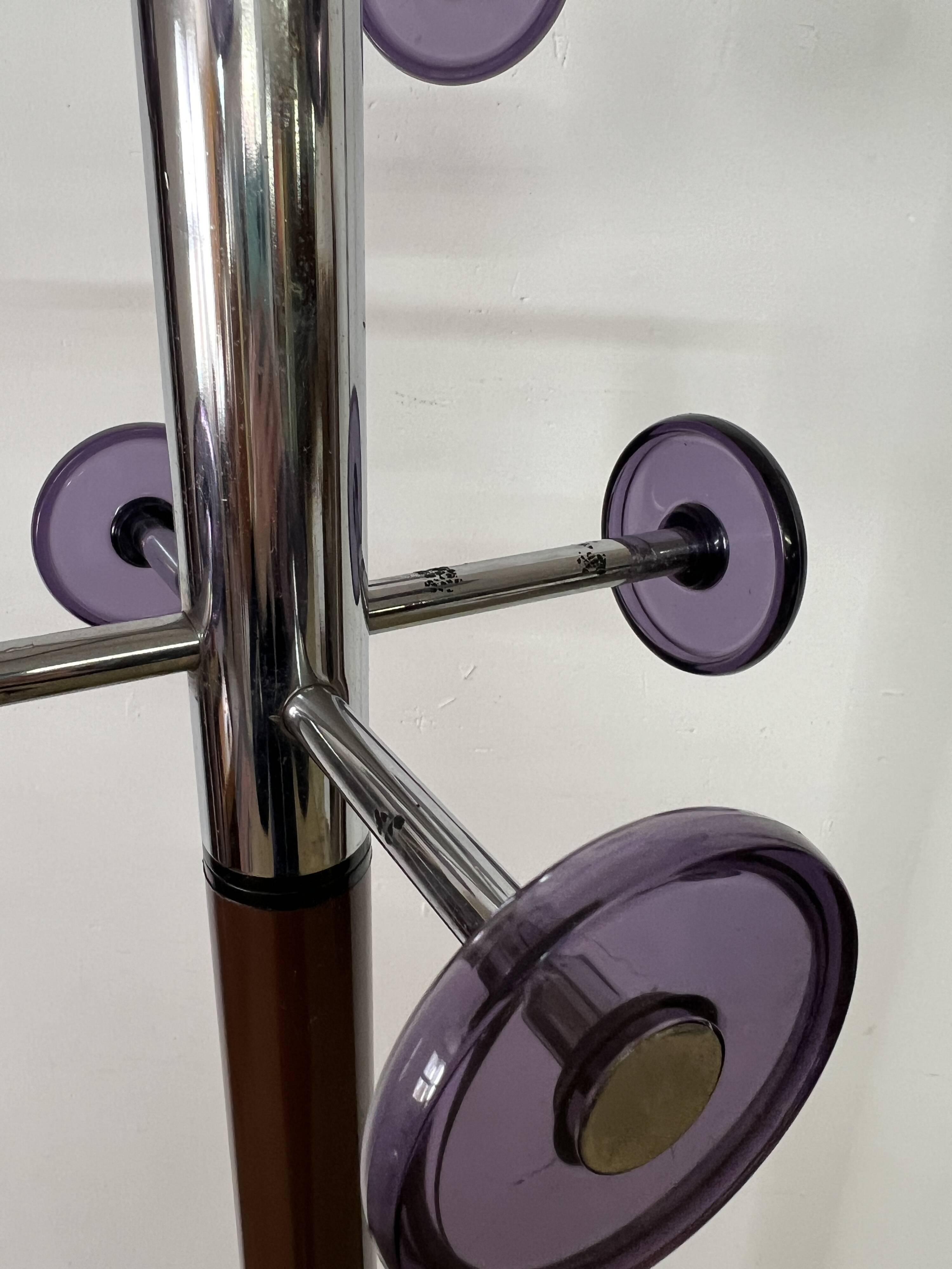 Industrial coat rack in chrome metal