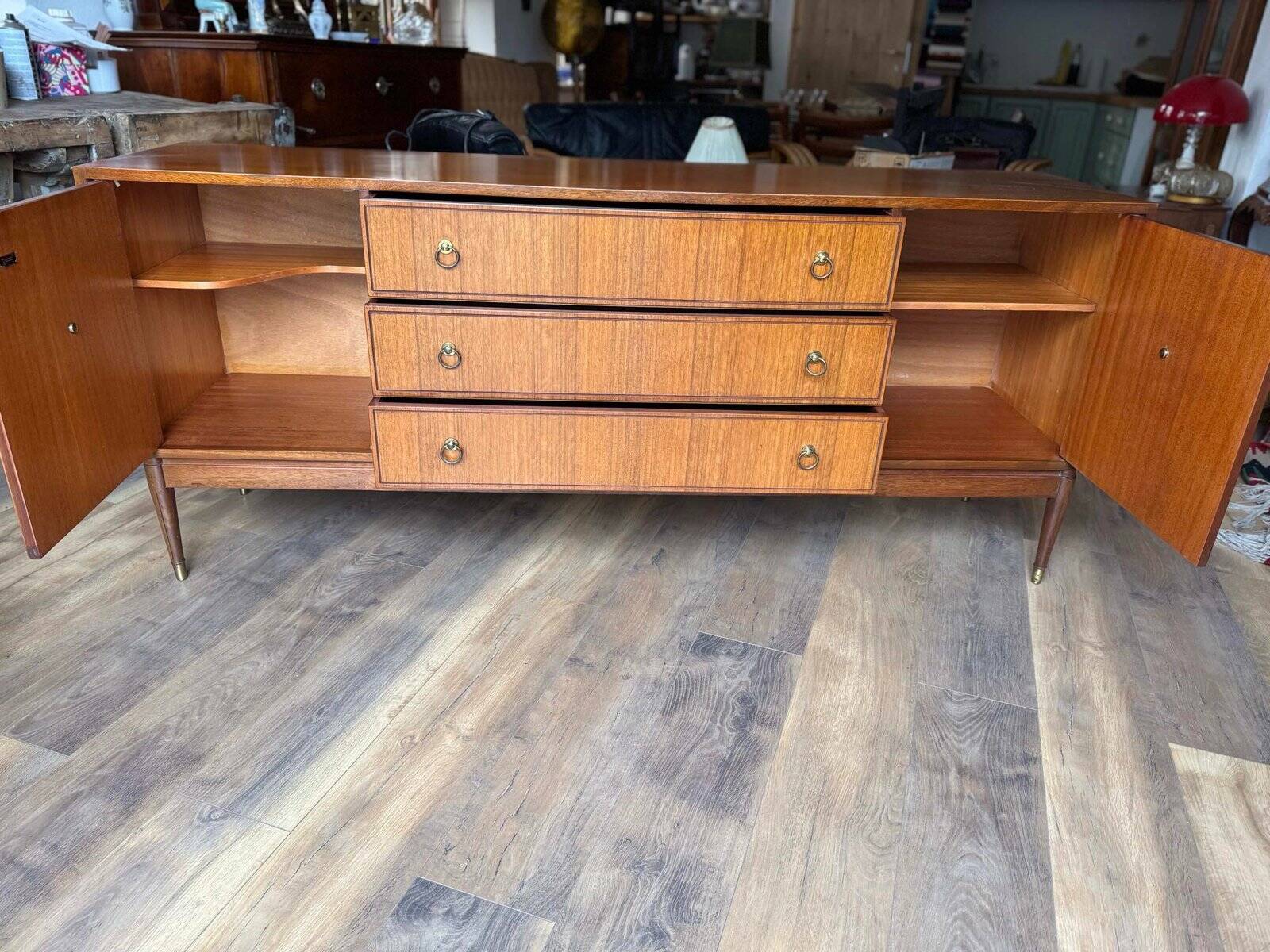 Vintage Greaves & Thomas brown teak enfilade, Mid-Century design from the 1960s.