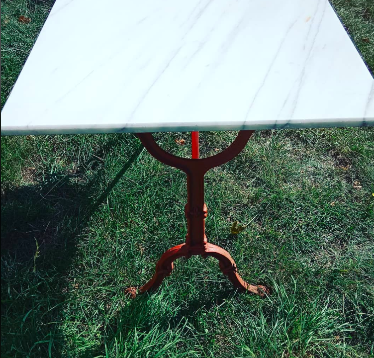 Marble and cast iron bistro table