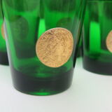 6 water glasses of green colors in very good