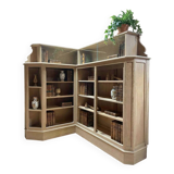 Meuble de métier ancien d’angle en chêne – bibliothèque / meuble de ra