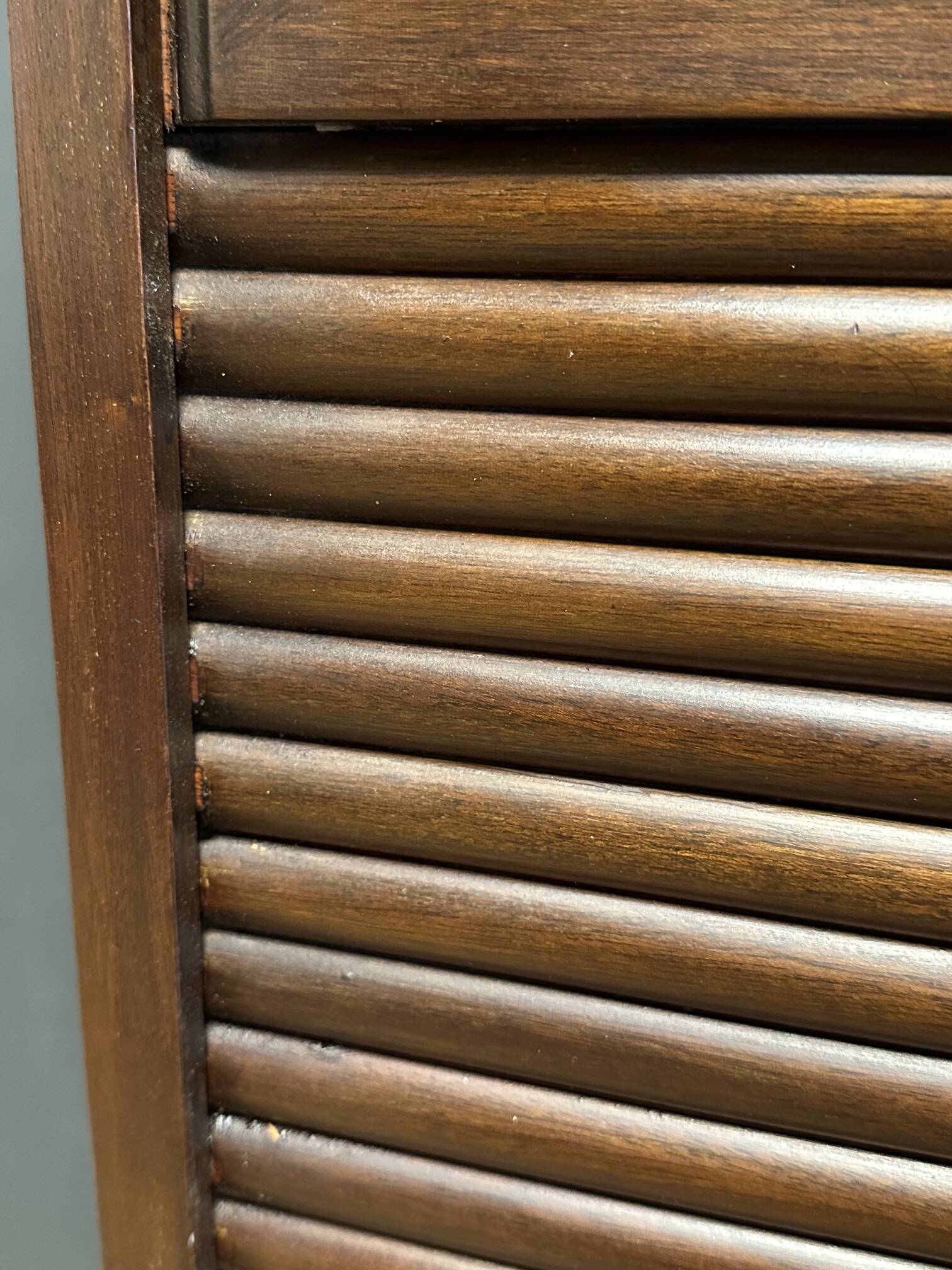Antique mahogany roll-top filing cabinet with 10 drawers
