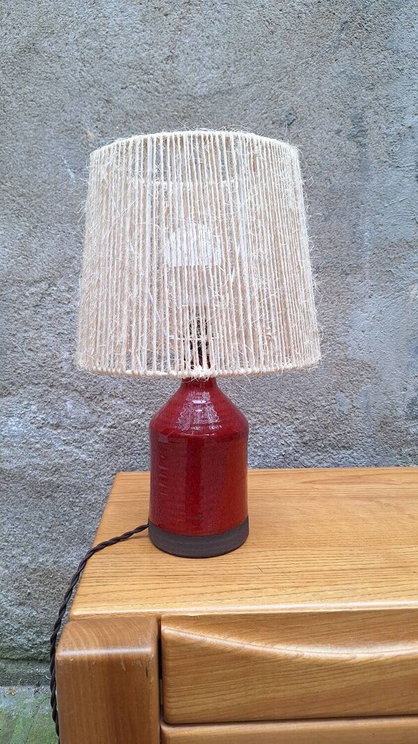 Lampe en céramique danoise Belka abat jour en corde
