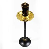 Vintage standing ashtray with cigarette dispenser in gold and black