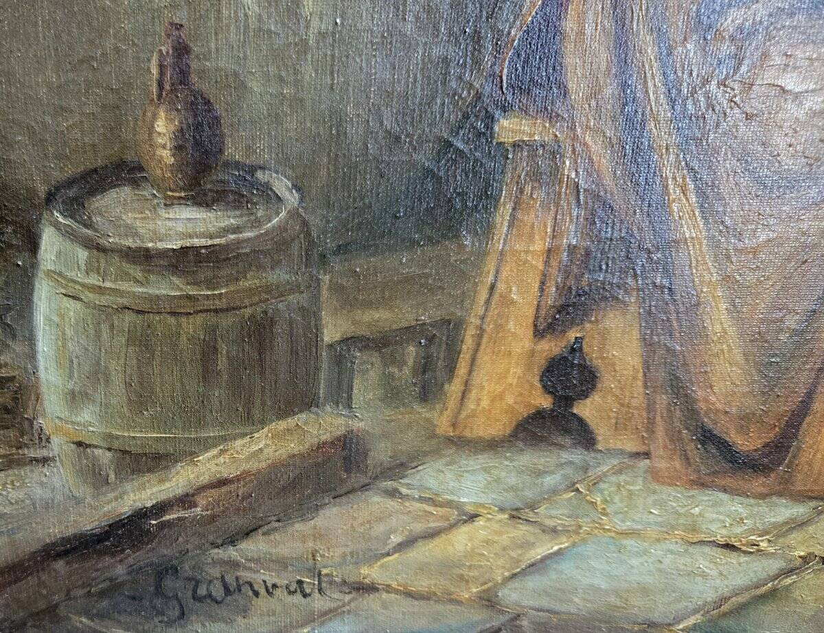 Granval: oil painting on canvas depicting a tasting scene in the cellars of a monastery.