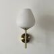 Brass and white opaline glass wall light, Arlus design 1950.