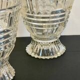 Pair of vintage geometric semi-crystal vases