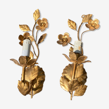 Pair of gold metal sconces