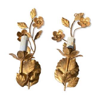 Pair of gold metal sconces