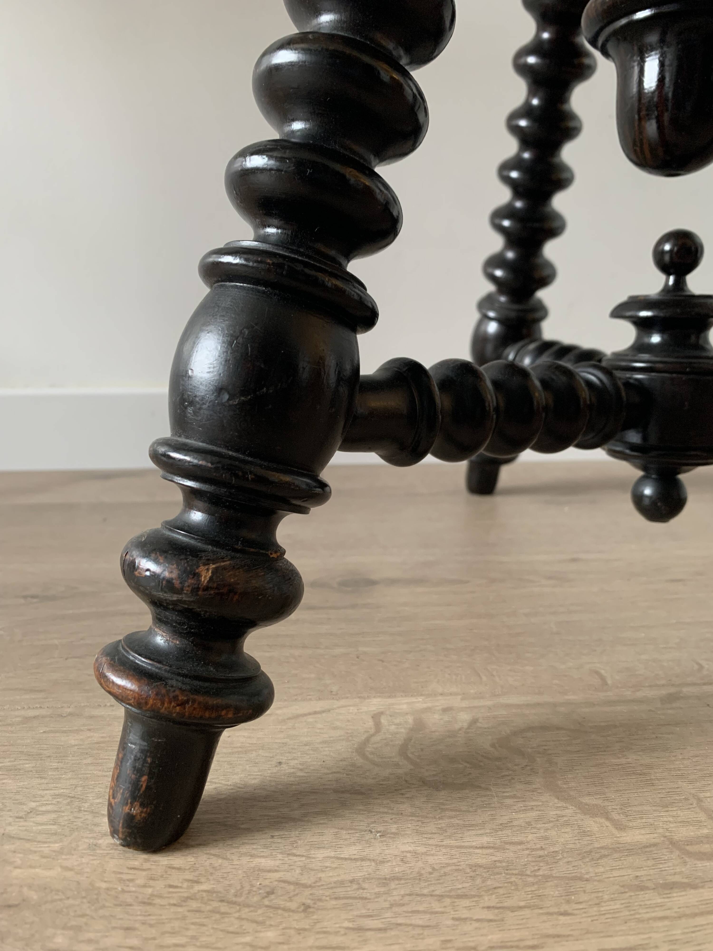 Antique Vintage Wooden Napoleon III Piano Stool