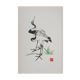 Mokuchu URUSHIBARA : Estampe japonaise, Les hérons (blanc), Gravure sur bois signée