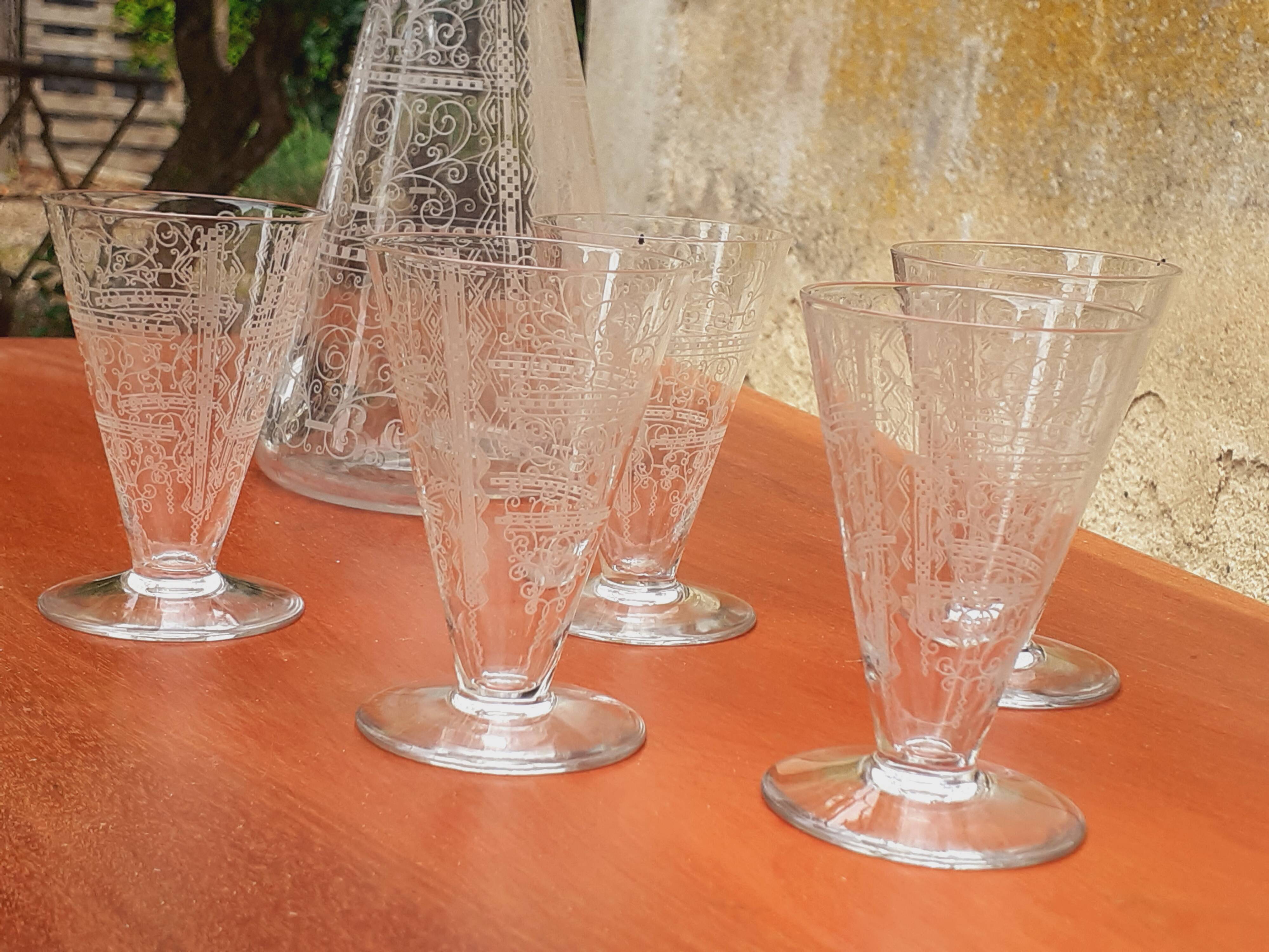Carafe and Crystal Glasses from Baccarat Model Lido