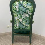 Louis XV armchair in embroidered velvet and jungle, renovated.