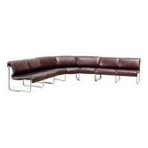 Brown leather modular sofa