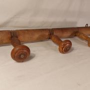 Wall coat rack 6 wooden hooks 1900s