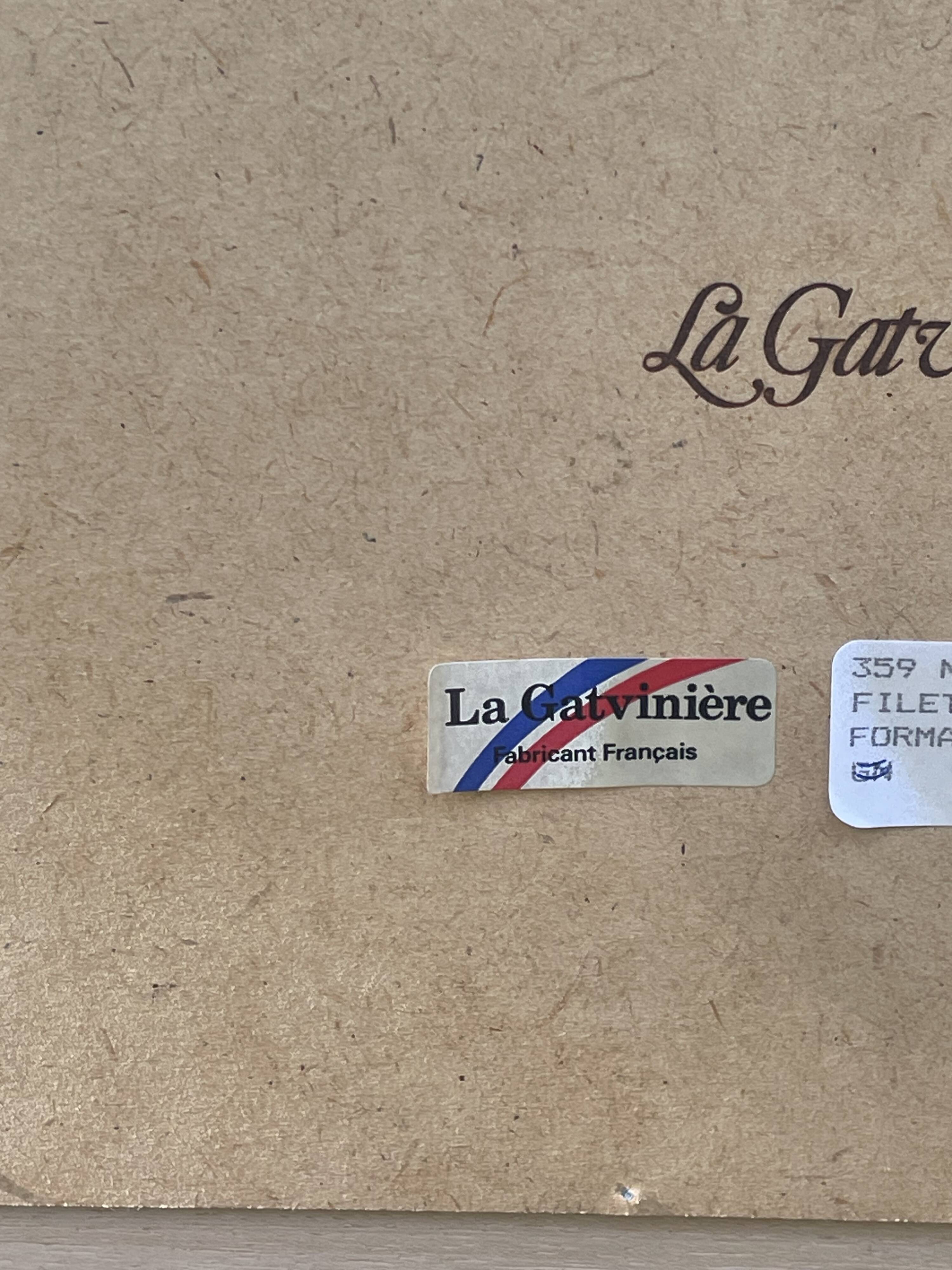 Large mirror with natural wood molding, gold fillet, beveled mirror, (La Gatvinière)