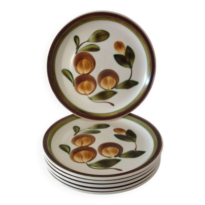 6 assiettes plates Gien modèle Mombasa années 70