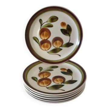 6 assiettes plates Gien modèle Mombasa années 70