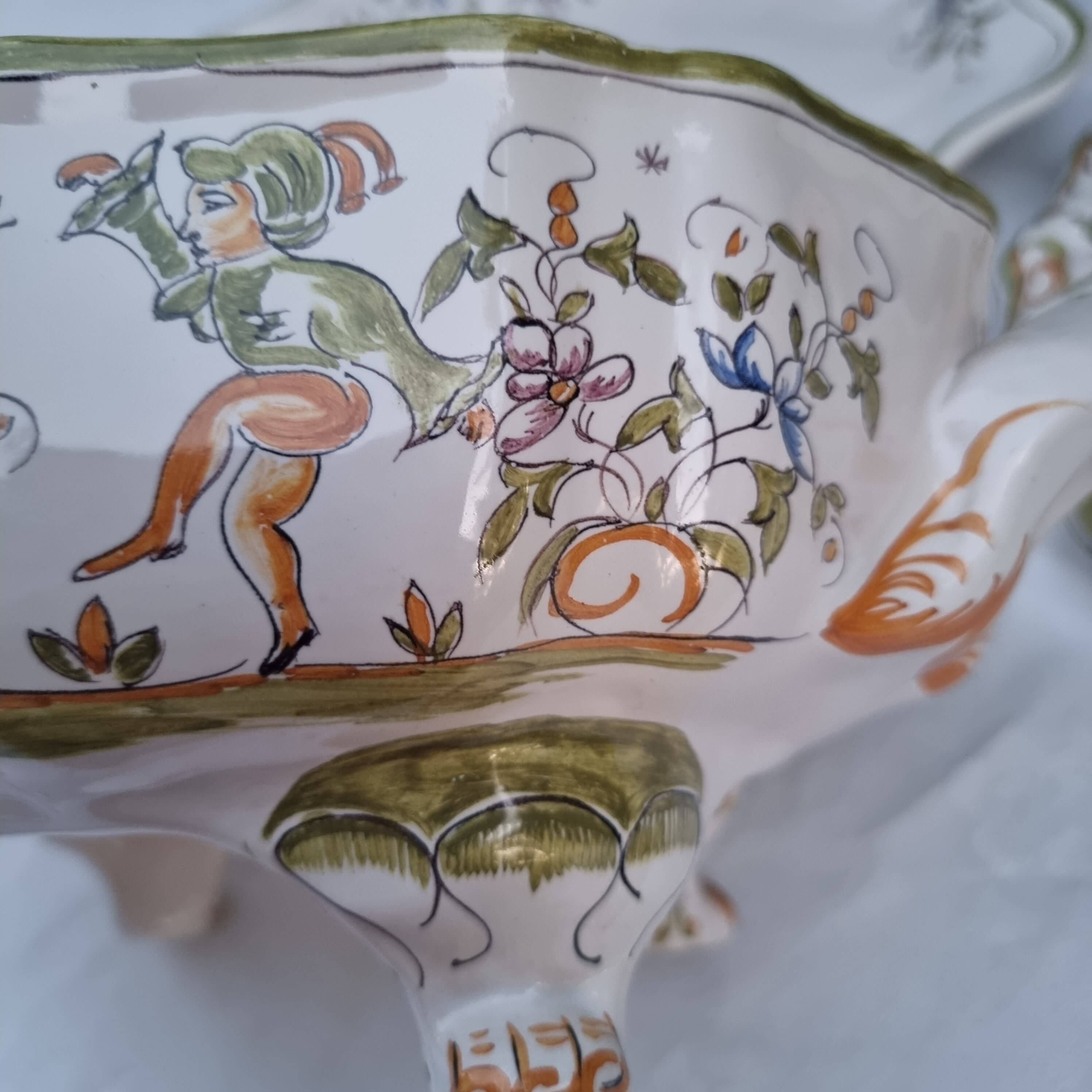 Large vintage French porcelain soup tureen from Moustiers Martres Tolosa