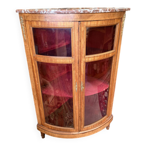Vitrine d’angle ancienne - marqueterie marbre