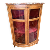 Antique Napoleon III corner display cabinet in marquetry and marble - 19th century