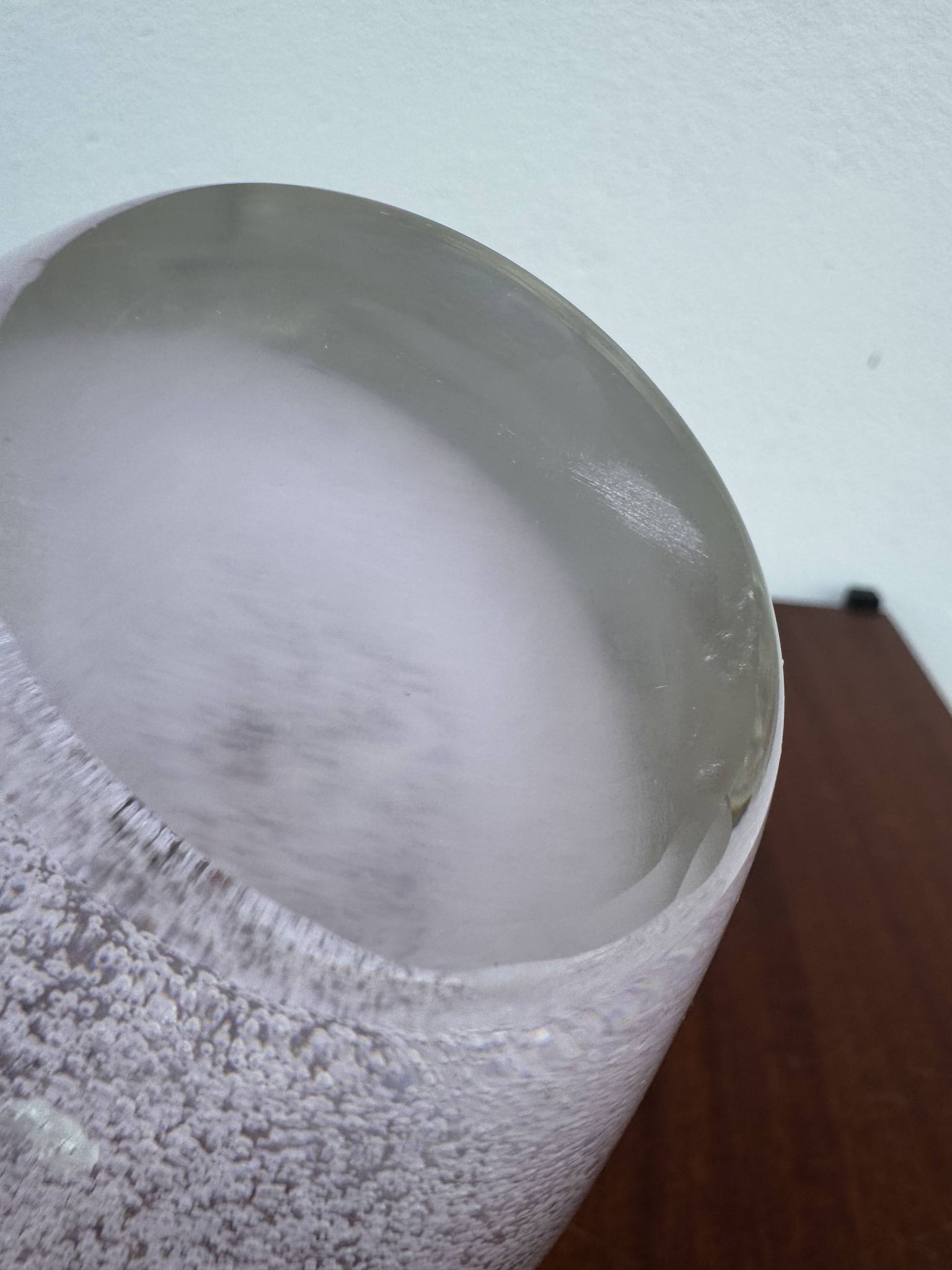 Heart-shaped bubble glass vase from the 1960s.