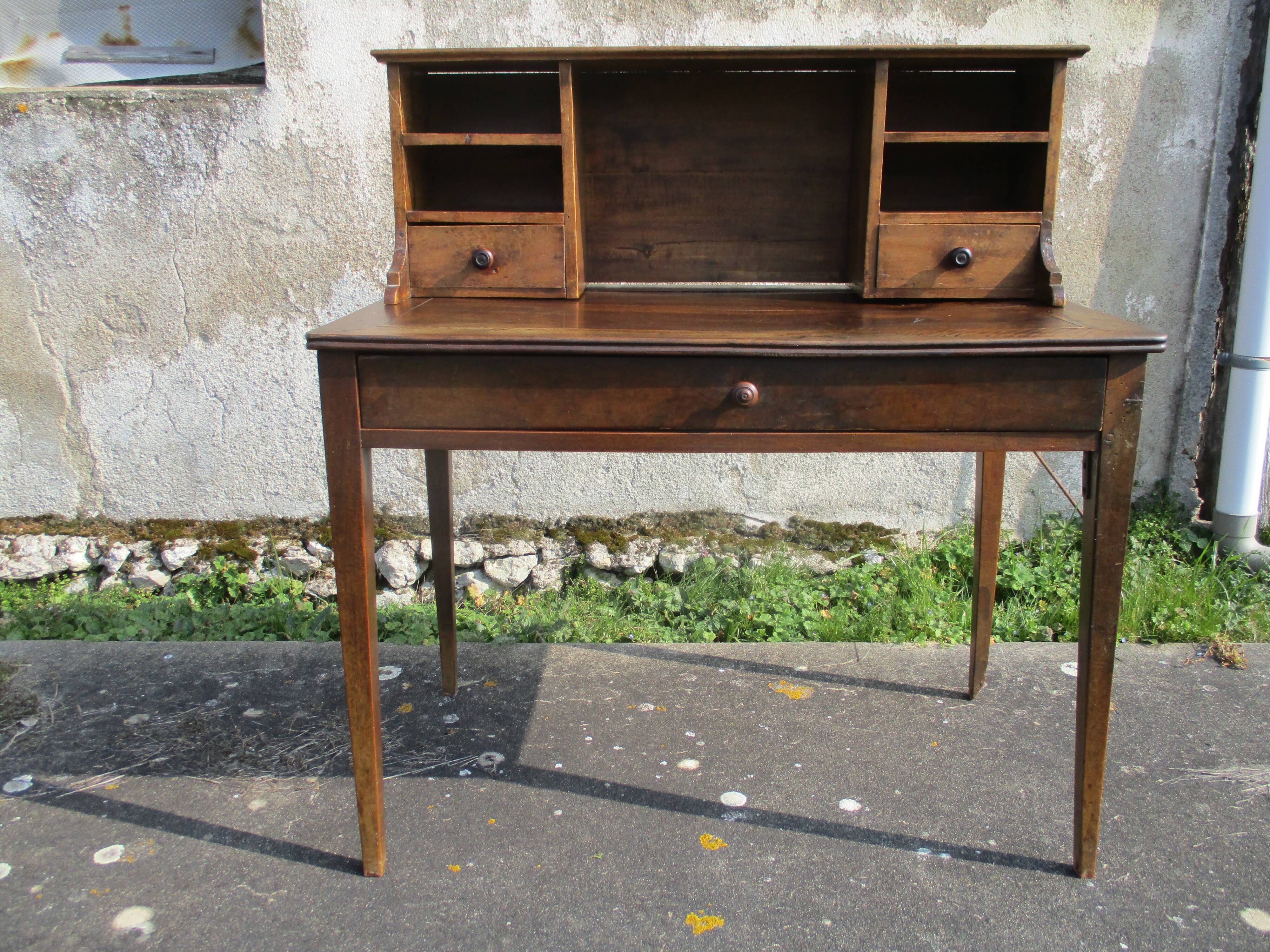 Walnut Secretary Stepped XIXth century Louis Philippe