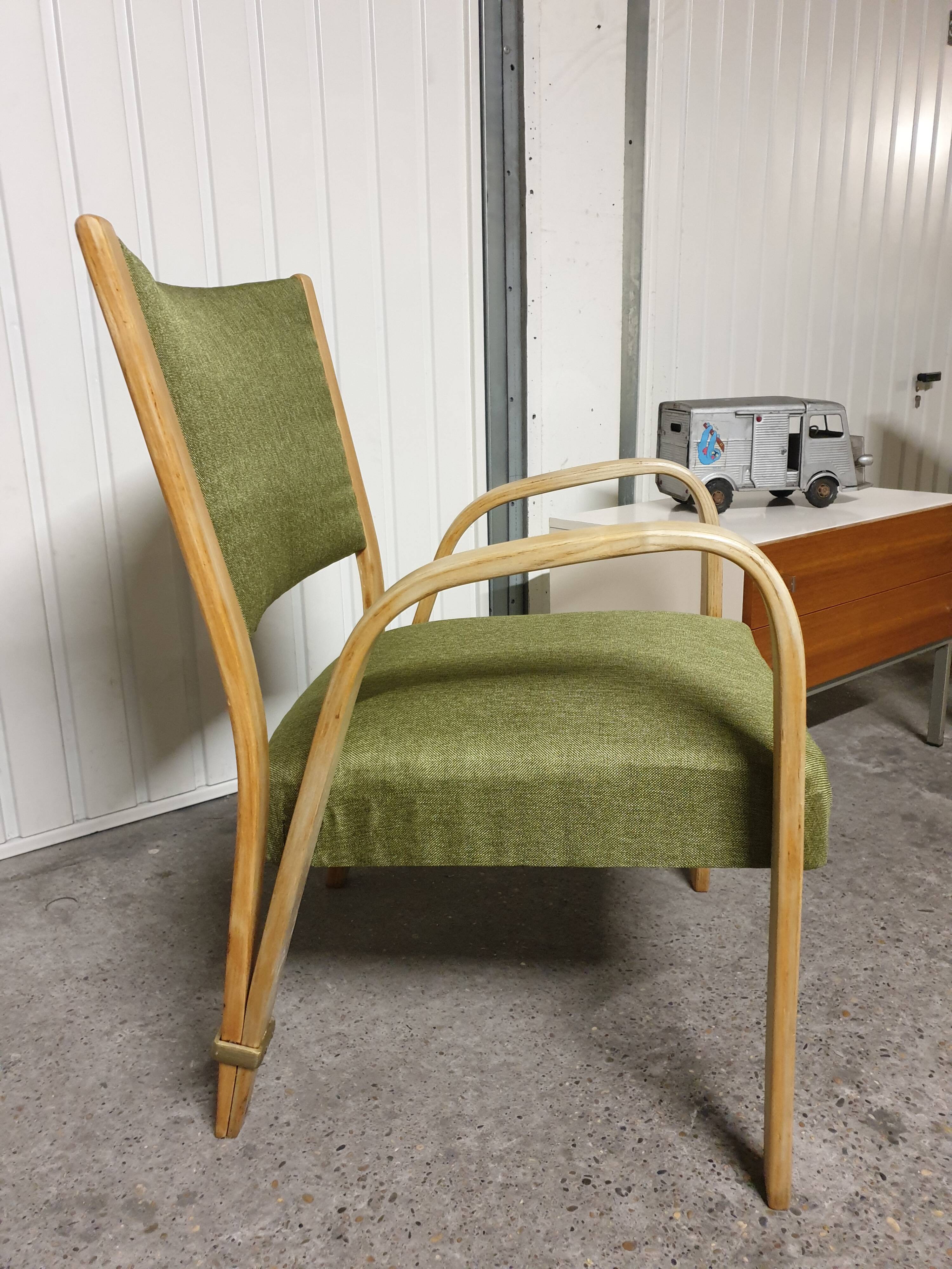 Pair of Bow Wood Steiner Mid-Century Armchairs
