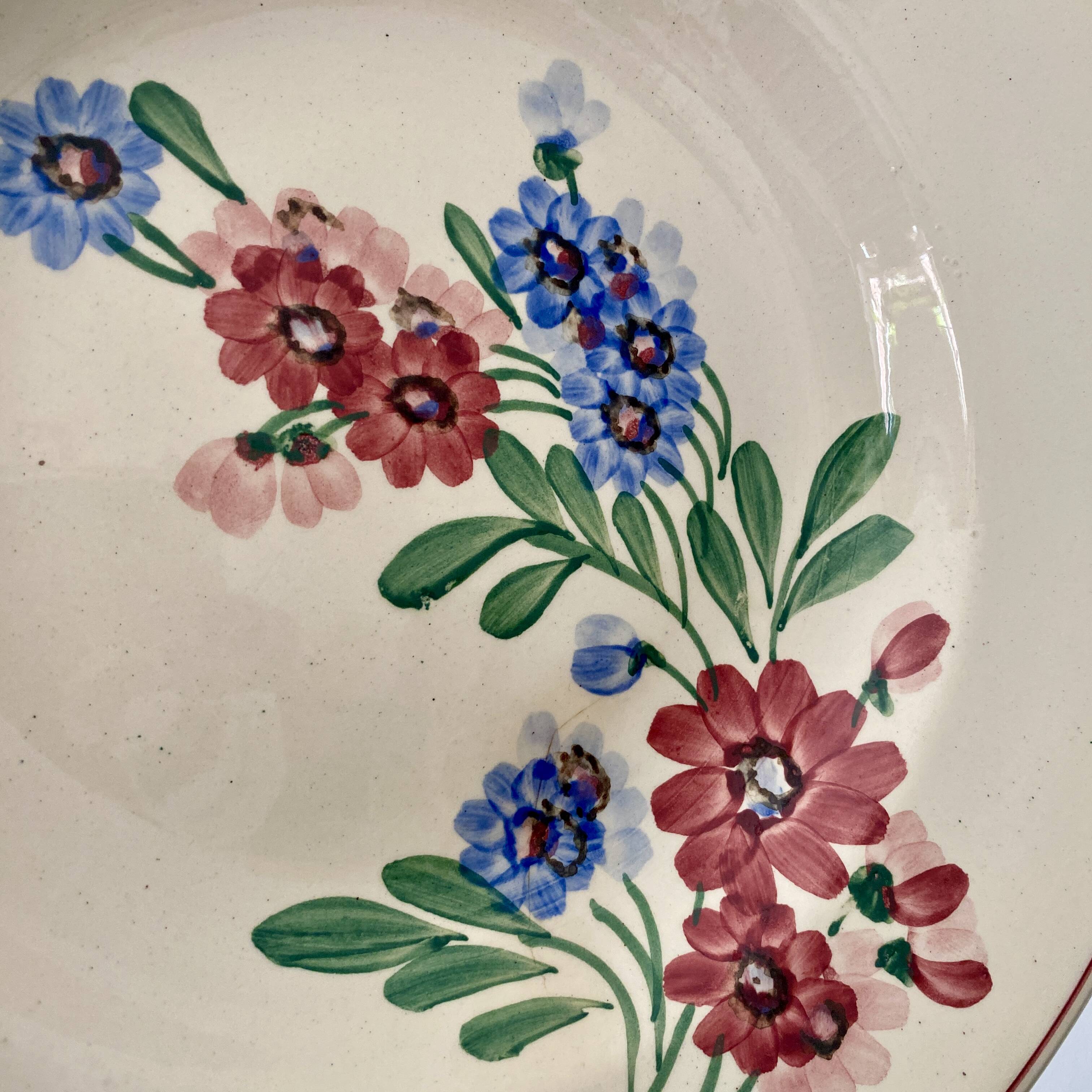 Set of 7 vintage soup plates, Aigueperse de Sarreguemines