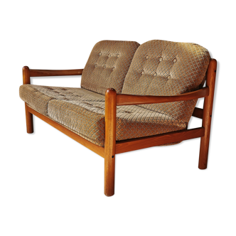 Scandinavian teak and velvet sofa 1960