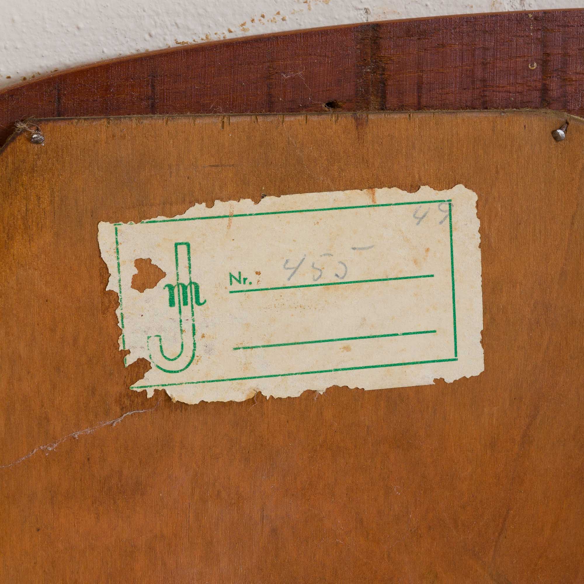 JM teak mirror with organic shape teak console, Denmark, 60s