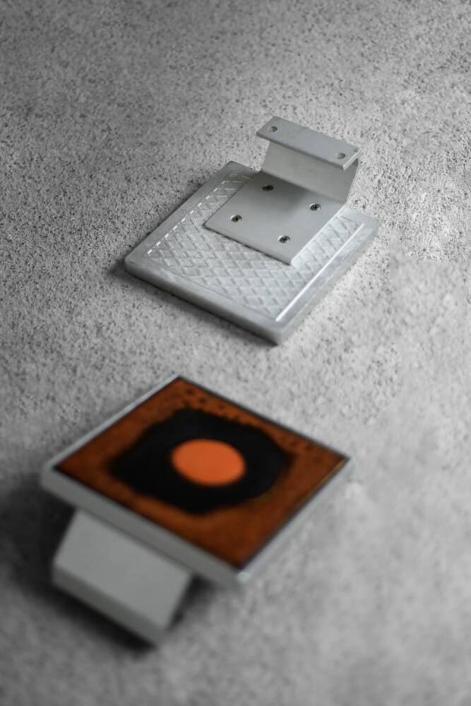 Vintage Brutalist Metal and Ceramic Entrance Door Handle by Juliette Belarti, 1960s, Set of 2