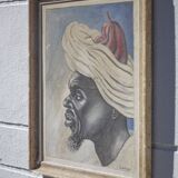 Painting signed Gaspard de Mouko, painting on canvas orientalist portrait 30's