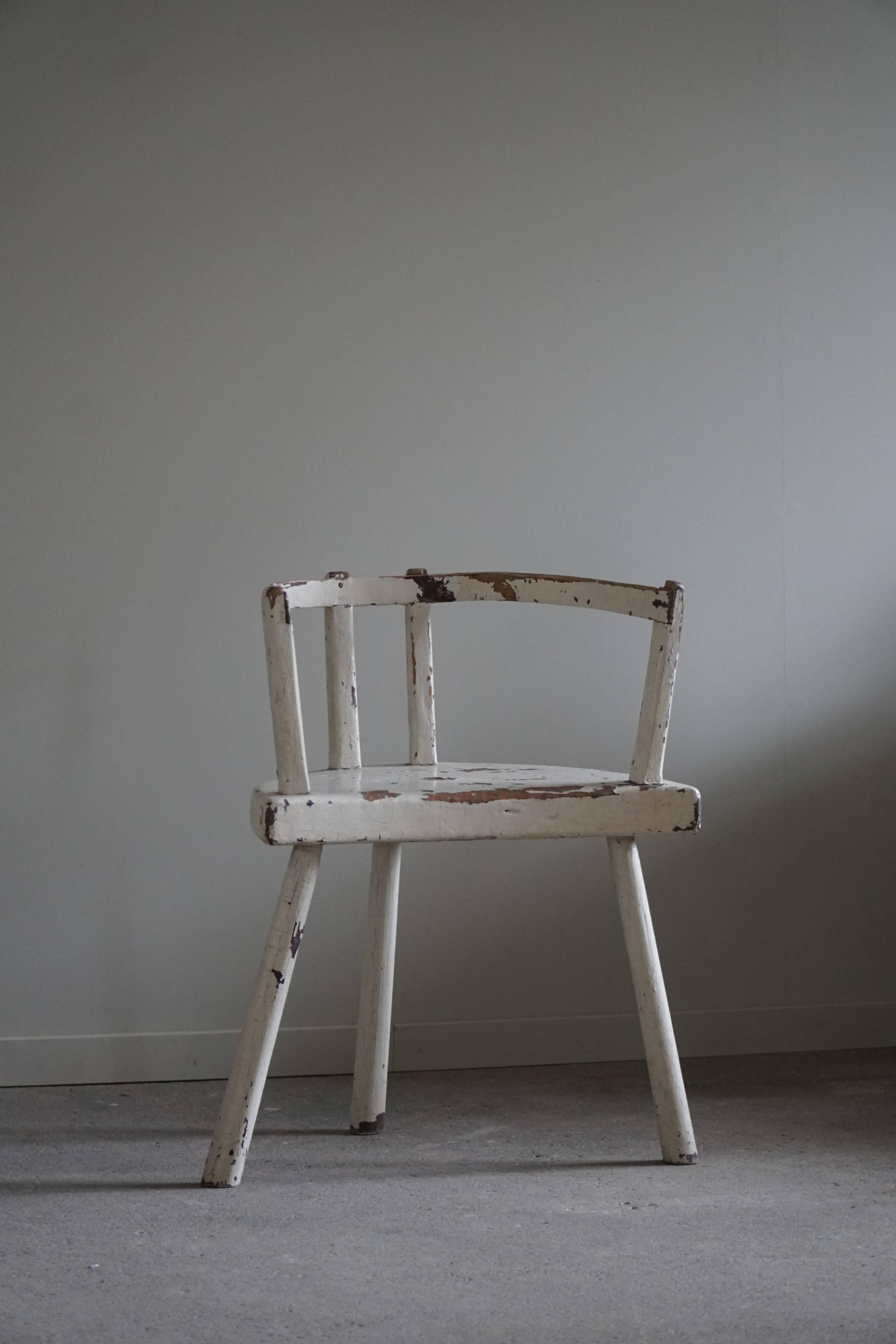 Decorative armchair painted white, Wabi Sabi, early 20th century