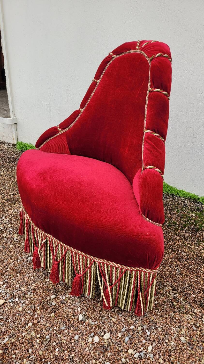 Velvet corner toad armchair, Napoleon III period