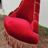 Fauteuil crapaud d'angle en velour époque Napoléon iii