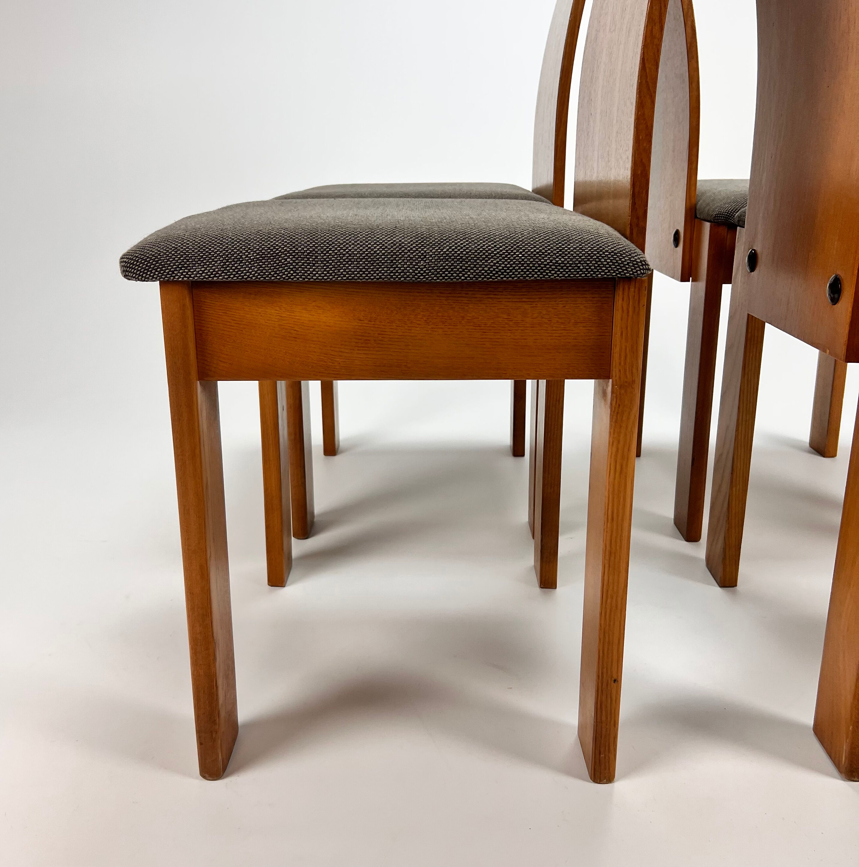 Set of 4 Italian Design Birchwood Dining Chairs, 1970s