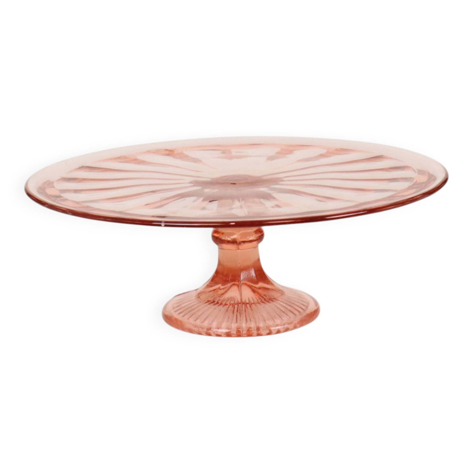 Pink Art Deco Cake Platter / Pastry Dish – Depression Glass