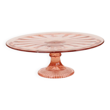 Pink Art Deco Cake Platter / Pastry Dish – Depression Glass