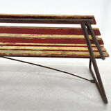 Vintage Industrial Slatted Bench with Original Patina