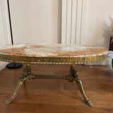 Coffee table Green marble and brass