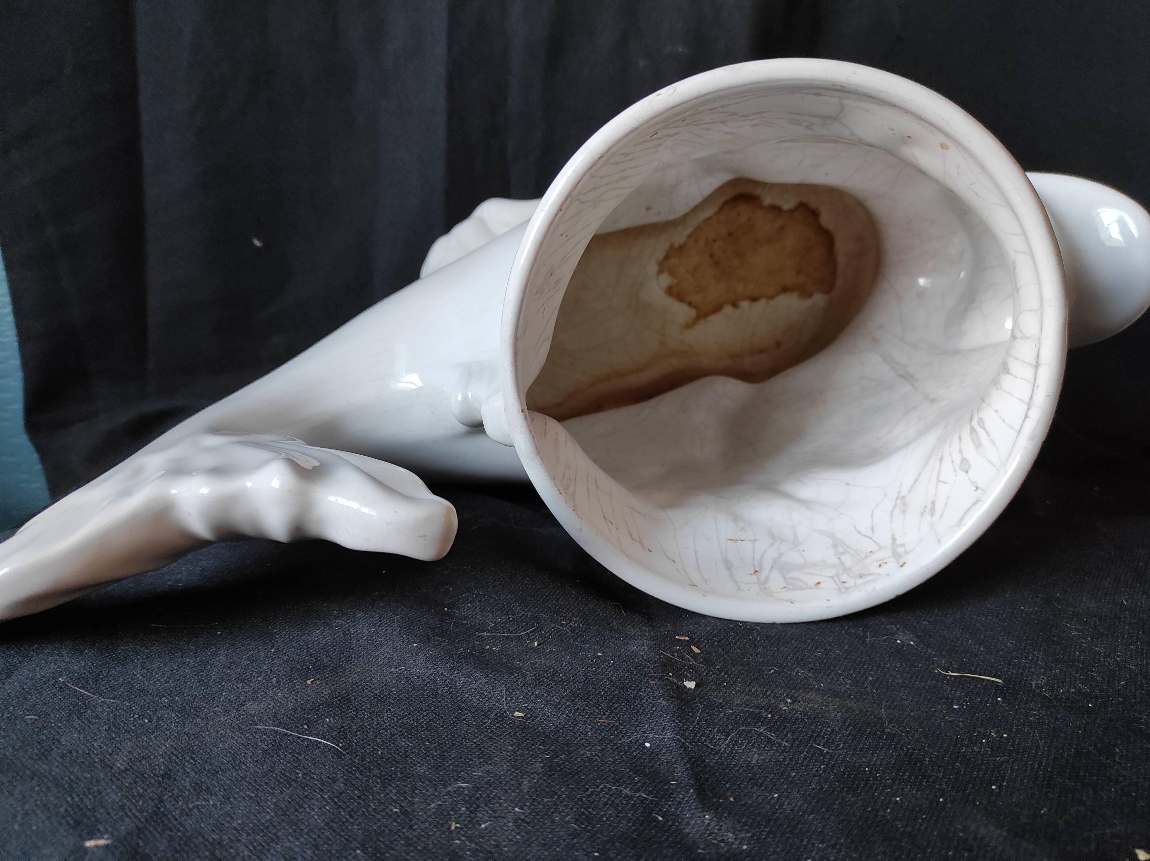 Faience white fish / centerpiece /pot cache/ carp