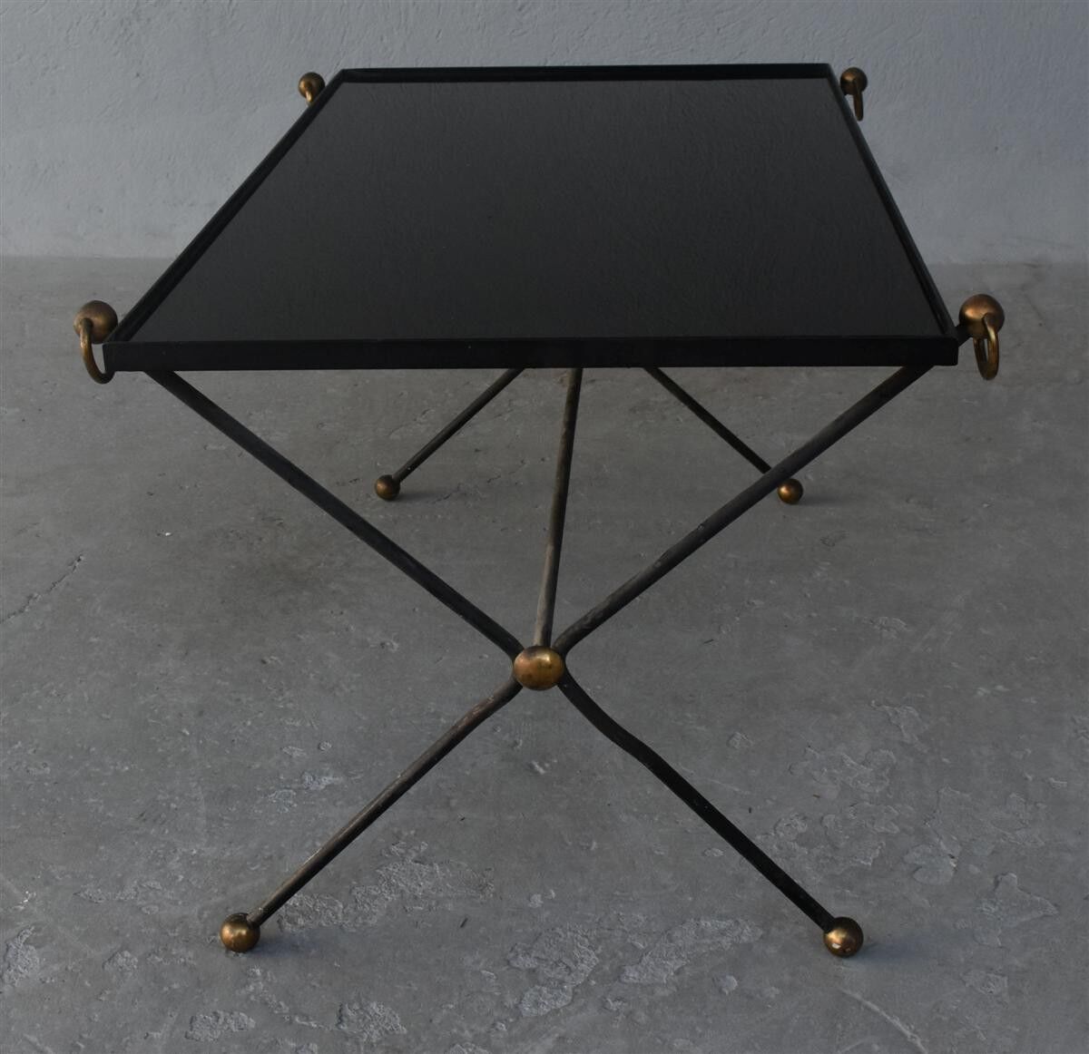 Table of metal and smoked glass style 1940